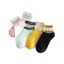 Load image into Gallery viewer, Summer Transparent Letter Patterned Socks Women Hollow Out Cotton Short Socks Thin Casual Ankle Socks Made Of Breathable Cotton Boat Socks For Women