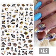 Load image into Gallery viewer, Summer Tropical Plants 3D Nail Sticker Iridescent Leaves Tree Transfer Decals Slider For Nails DIY Nail Art Decoration 3D Nail Stickers Decals Snowflakes Elk Bear Christmas Xmas Transfer Stickers Nail Art Self-Adhesive Decals Decoration Nail Art