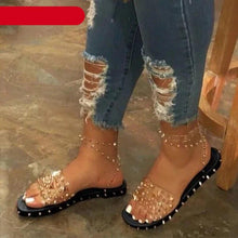 Load image into Gallery viewer, Summer Woman Transparent Buckle Strap Shoes Women's Sandals Cute Flat Dressy Summer Beach Flat Sandals Casual Open Toe Buckle Ankle Strap Sandals Shoes Flat Sandals Adjustable Buckle For Women