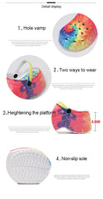 Load image into Gallery viewer, Summer Women Clogs Quick Dry Rainbow Tie Thick Wedges Garden Shoes Beach Sandals Flip Flops For Women Slipper Lightweight Home Slip On Walking Casual Art Painted Travel Holiday Shoes