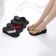 Load image into Gallery viewer, Summer Women Flip Flops Casual Sequins Anti-Slip Slippers Beach Flip Flat Sandals Beach Open Toe Shoes Womens Glitter Bling Fancy Slide Flat Low Sparkle Sandals Elegant Shoes