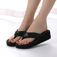 Load image into Gallery viewer, Summer Women Flip Flops Casual Sequins Anti-Slip Slippers Beach Flip Flat Sandals Beach Open Toe Shoes Womens Glitter Bling Fancy Slide Flat Low Sparkle Sandals Elegant Shoes
