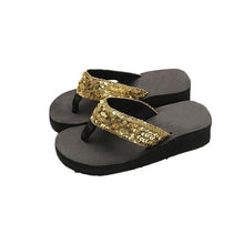 Load image into Gallery viewer, Summer Women Flip Flops Casual Sequins Anti-Slip Slippers Beach Flip Flat Sandals Beach Open Toe Shoes Womens Glitter Bling Fancy Slide Flat Low Sparkle Sandals Elegant Shoes
