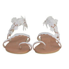 Load image into Gallery viewer, Summer Women's Sandals Slip-On Flat Shoes White Lace Flat Clip Toe Casual Lace Floral Beach Flip Flop Comfy Shoes Summer Elegant Toe Ring Comfy Dress Sandals
