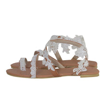 Load image into Gallery viewer, Summer Women's Sandals Slip-On Flat Shoes White Lace Flat Clip Toe Casual Lace Floral Beach Flip Flop Comfy Shoes Summer Elegant Toe Ring Comfy Dress Sandals