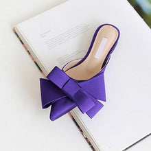 Load image into Gallery viewer, Summer Women's Shoes Silk Satin Trendy Slippers Flat Heel Women's Shoes Silk Satin Pointed Bow Tie Flat Heel Outdoor Sandals Slides Party Sandals Casual Shoes Summer Low Heeled
