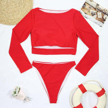 Load image into Gallery viewer, Surfing Swimsuit For Women Bikini Long Sleeve Swimwear Tiger Print Push Up Summer Bath Suit Two Piece Surfing Rash Guard Bikini Long Sleeve Swimsuit Set