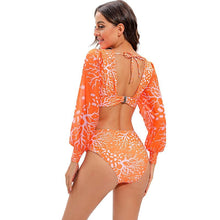 Load image into Gallery viewer, Surfing Swimsuit For Women Bikini Long Sleeve Swimwear Tiger Print Push Up Summer Bath Suit Two Piece Surfing Rash Guard Bikini Long Sleeve Swimsuit Set