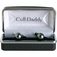 Load image into Gallery viewer, Swarovski Crystal Dark Gray Pearl Cufflinks