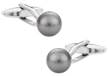 Load image into Gallery viewer, Swarovski Crystal Dark Gray Pearl Cufflinks