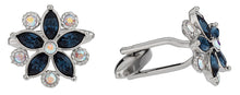 Load image into Gallery viewer, Swarovski Crystal Flower Cufflinks Blue
