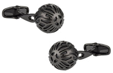 Load image into Gallery viewer, Swarovski Gunmetal Caged Pearl Cufflinks in Black