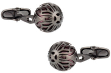 Load image into Gallery viewer, Swarovski Gunmetal Caged Pearl Cufflinks in Burgundy
