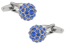 Load image into Gallery viewer, Swarovski Sapphire Blue Ball Cufflinks