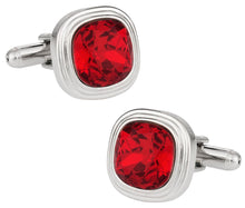 Load image into Gallery viewer, Swarovski Siam Red Crystal Cufflinks
