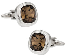 Load image into Gallery viewer, Swarovski Smoky Quartz Crystal Cufflinks