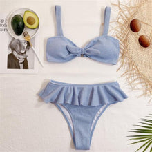 Load image into Gallery viewer, Swimsuit Women Ruffle Bikini Summer Two Pieces Solid Pink Swimwear Push Up Bather Suit Women Charming Color Tummy Control Swimwear Plus Size Swim Dress Swimsuit Two Piece Bathing Suits