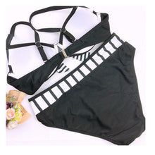 Load image into Gallery viewer, Swimwear Bikinis Swimming Suit For Women Swimsuit Padded Push-up Bikini Set Women Padded Push up Bikini Set Halter Two Piece Cross Top Swimsuit Patchwork Bathing Suit