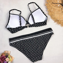 Load image into Gallery viewer, Swimwear Bikinis Swimming Suit For Women Swimsuit Padded Push-up Bikini Set Women Padded Push up Bikini Set Halter Two Piece Cross Top Swimsuit Patchwork Bathing Suit