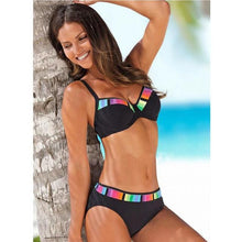 Load image into Gallery viewer, Swimwear Bikinis Swimming Suit For Women Swimsuit Padded Push-up Bikini Set Women Padded Push up Bikini Set Halter Two Piece Cross Top Swimsuit Patchwork Bathing Suit