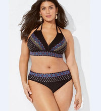 Load image into Gallery viewer, Swimwear High Waist Two Piece Plus Size Large Size Plus Fat Printed Swimsuit Women Back Bikini Beach Bathing Suit Women High Waist Swimsuits Triangle Bathing Suit