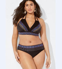 Load image into Gallery viewer, Swimwear High Waist Two Piece Plus Size Large Size Plus Fat Printed Swimsuit Women Back Bikini Beach Bathing Suit Women High Waist Swimsuits Triangle Bathing Suit