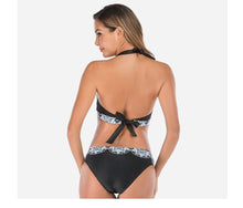 Load image into Gallery viewer, Swimwear Women Plus Size Two-Pieces Split Bikinis Set Padded Push Up Bikini Set Two Pieces Swimsuit Women Swimwear Bathing Suit Gifts For Mom Wife Girlfriend Bathing Suit Push Up Padded Halter Polyester Print Beachwear Swimsuit