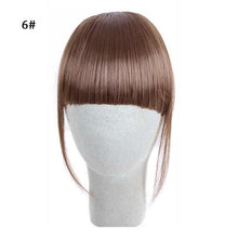 Load image into Gallery viewer, Synthetic Air Bangs Heat Resistant Hairpieces Hair Women Natural Short Black Brown Bangs Hair Clips For Extensions Natural Flat Neat Bangs With Temples For Women One Piece Hairpiece