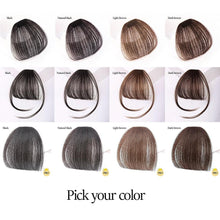 Load image into Gallery viewer, Synthetic Air Bangs Heat Resistant Hairpieces Hair Women Natural Short Black Brown Bangs Hair Clips For Extensions Natural Flat Neat Bangs With Temples For Women One Piece Hairpiece