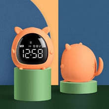Load image into Gallery viewer, Table Clock Cute Alarm Clock Cute Toddler Alarm Clock Dimming Sleep Training Clock with Night Light Kids Wake Up Clock USB Rechargeable Easy Setting Kids Bedside Kids Night Wake Up Light Multi Function Alarm Clock for For Child Children Home Decoration