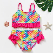Load image into Gallery viewer, Teenager Girls Swimwear Two pieces Girls Swimsuit High quality Kids Bikini Sets Children Beach Wear Girls Two Piece Bikini Swimsuits Striped Ruffle Swimwear Bathing Suit Set