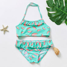 Load image into Gallery viewer, Teenager Girls Swimwear Two pieces Girls Swimsuit High quality Kids Bikini Sets Children Beach Wear Girls Two Piece Bikini Swimsuits Striped Ruffle Swimwear Bathing Suit Set