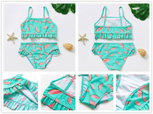 Load image into Gallery viewer, Teenager Girls Swimwear Two pieces Girls Swimsuit High quality Kids Bikini Sets Children Beach Wear Girls Two Piece Bikini Swimsuits Striped Ruffle Swimwear Bathing Suit Set