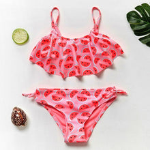 Load image into Gallery viewer, Teenager Girls Swimwear Two pieces Girls Swimsuit High quality Kids Bikini Sets Children Beach Wear Girls Two Piece Bikini Swimsuits Striped Ruffle Swimwear Bathing Suit Set