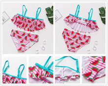 Load image into Gallery viewer, Teenager Girls Swimwear Two pieces Girls Swimsuit High quality Kids Bikini Sets Children Beach Wear Girls Two Piece Bikini Swimsuits Striped Ruffle Swimwear Bathing Suit Set
