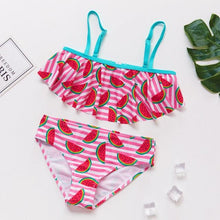 Load image into Gallery viewer, Teenager Girls Swimwear Two pieces Girls Swimsuit High quality Kids Bikini Sets Children Beach Wear Girls Two Piece Bikini Swimsuits Striped Ruffle Swimwear Bathing Suit Set