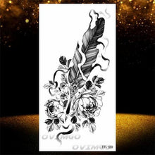 Load image into Gallery viewer, Temporary Lotus Flower Sticker Tattoo Fake Black Elegant Flower Design Women Body Art Fake Arm Tattoo Stickers For Womens