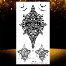 Load image into Gallery viewer, Temporary Lotus Flower Sticker Tattoo Fake Black Elegant Flower Design Women Body Art Fake Arm Tattoo Stickers For Womens