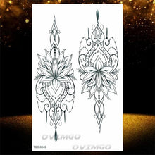 Load image into Gallery viewer, Temporary Lotus Flower Sticker Tattoo Fake Black Elegant Flower Design Women Body Art Fake Arm Tattoo Stickers For Womens