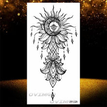 Load image into Gallery viewer, Temporary Lotus Flower Sticker Tattoo Fake Black Elegant Flower Design Women Body Art Fake Arm Tattoo Stickers For Womens