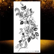 Load image into Gallery viewer, Temporary Lotus Flower Sticker Tattoo Fake Black Elegant Flower Design Women Body Art Fake Arm Tattoo Stickers For Womens