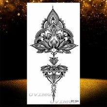 Load image into Gallery viewer, Temporary Lotus Flower Sticker Tattoo Fake Black Elegant Flower Design Women Body Art Fake Arm Tattoo Stickers For Womens