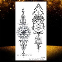 Load image into Gallery viewer, Temporary Lotus Flower Sticker Tattoo Fake Black Elegant Flower Design Women Body Art Fake Arm Tattoo Stickers For Womens