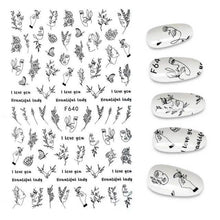 Load image into Gallery viewer, The New 3D Nail Sticker Cool English Letter stickers for nail Foil Love Heart Design Fashion Manicure Stickers Girls Manicure Decoration Nail Art Supplies 3D Self-Adhesive Nail Decals Designer Nail Stickers for Acrylic Nails