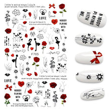 Load image into Gallery viewer, The New 3D Nail Sticker Cool English Letter stickers for nail Foil Love Heart Design Nails Accessories Fashion Manicure Sticker Stickers Girls Manicure Decoration Nail Art Supplies 3D Self-Adhesive Nail Decals Designer Nail Stickers for Acrylic Nails