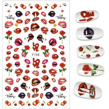 Load image into Gallery viewer, The New 3D Nail Sticker Cool English Letter stickers for nail Foil Love Heart Design Nails Accessories Fashion Manicure Sticker Stickers Girls Manicure Decoration Nail Art Supplies 3D Self-Adhesive Nail Decals Designer Nail Stickers for Acrylic Nails