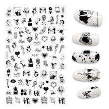 Load image into Gallery viewer, The New 3D Nail Sticker Cool English Letter stickers for nail Foil Love Heart Design Nails Accessories Fashion Manicure Sticker Stickers Girls Manicure Decoration Nail Art Supplies 3D Self-Adhesive Nail Decals Designer Nail Stickers for Acrylic Nails