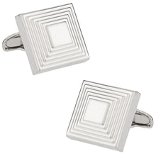 Load image into Gallery viewer, The Steps Square Cufflinks in Silvertone