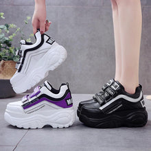 Load image into Gallery viewer, Thick Bottom Chunky Womens Sneakers White Black High Heels Strong Woman Casual Autumn Winter Footwear Casual Everyday Walking Fashionable Sneakers
