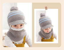 Load image into Gallery viewer, Thick Knitted Acrylic Winter Beanie Hats For Kids Child Outdoor Warm Balaclava Cap Girls Boys Bib Mask Face Cover Hairball Hat Beanie Cap Mask Scarf Hat Set Outdoor Sport Warm Beanies Hat For Men Knitted Hats Bandana Hiking Camping Kid Neck Warmer Cap